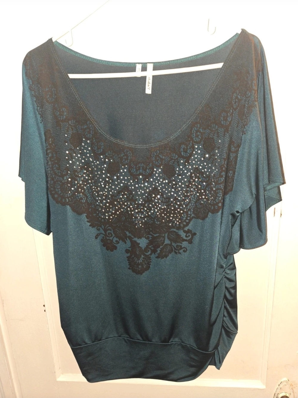 Embellished Teal Scoop-Neck Tunic - Women's